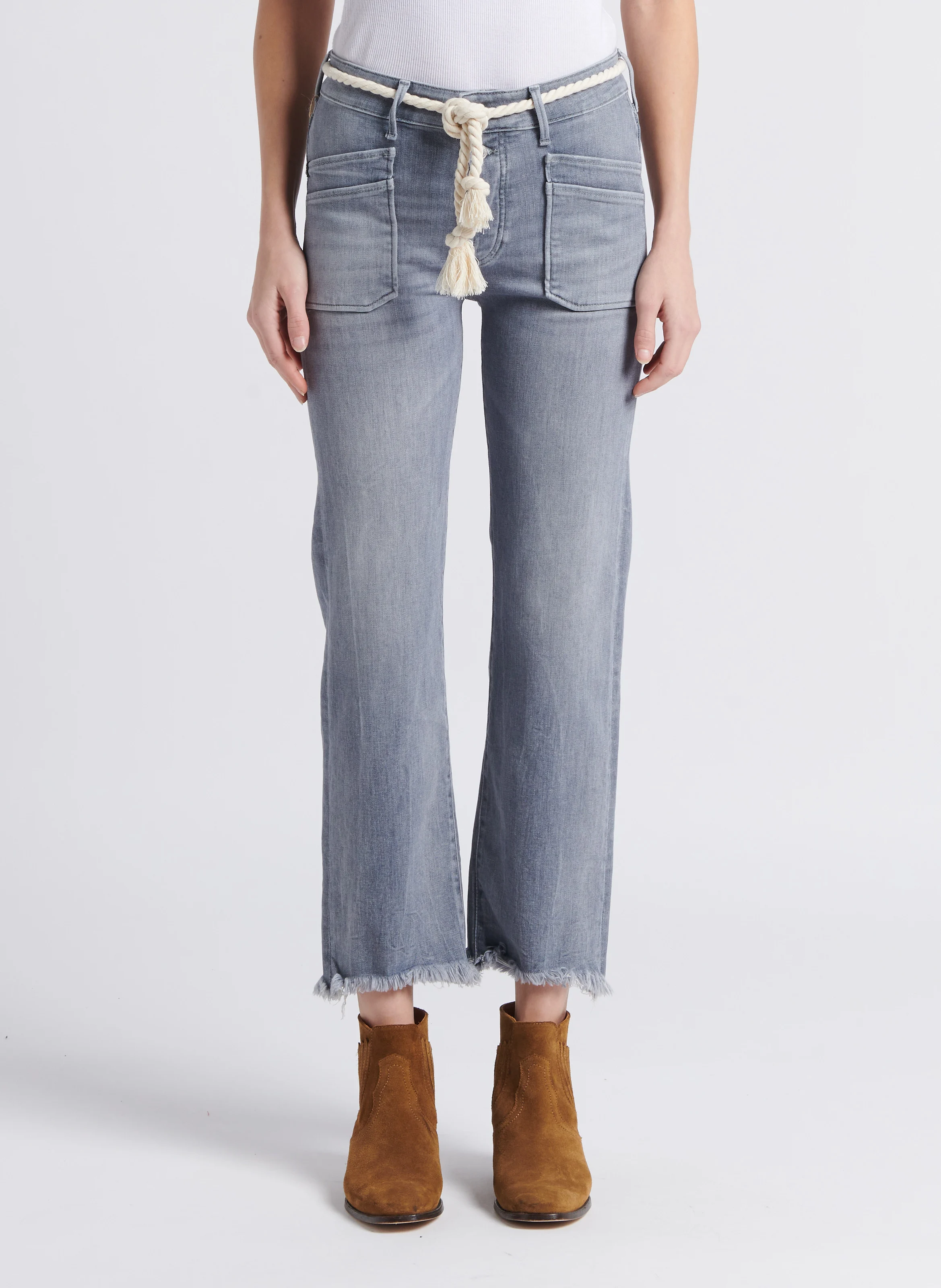 PRICILIA - Jean droit taille haute| Gris