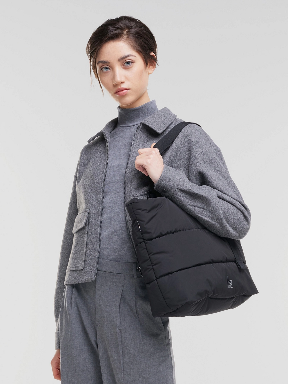 Got Bag Puffer Tote Medium Bag black monochrome