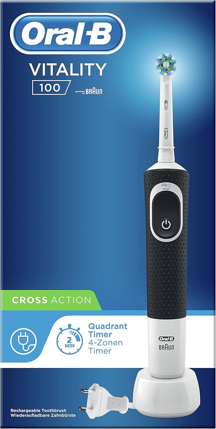 Oral-B D100 Vitality Volwassene Roterende-oscillerende tandenborstel, Wit, Zwart