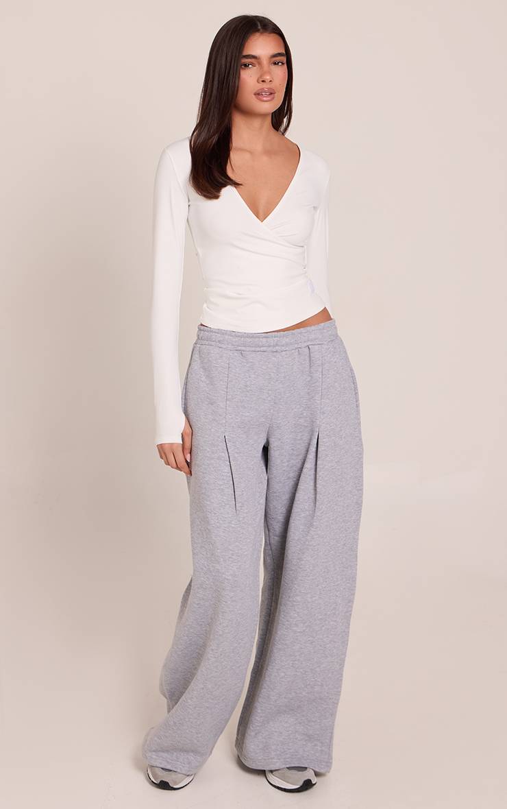 Gris Chiné Jogger À Jambe Extra Large Avec Détails Plissés