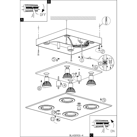 Cabo loftlampe - krom/hvid