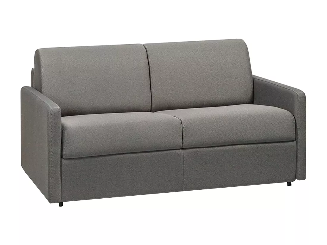 Canapé 2 places convertible express en tissu gris clair - Couchage 120 cm - Matelas 22 cm CALIFE
