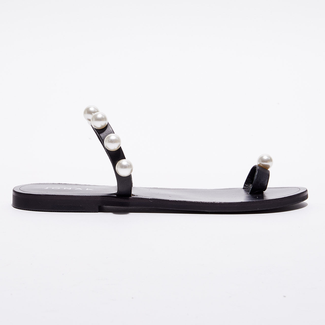 Jonak Mules plates en Cuir Waddle à perles noires