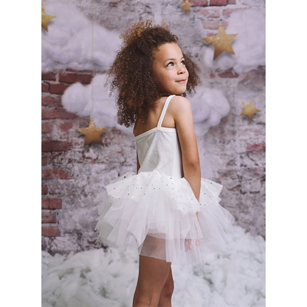 Velvet Leotard With Tulle Tutu Kjole Off White
