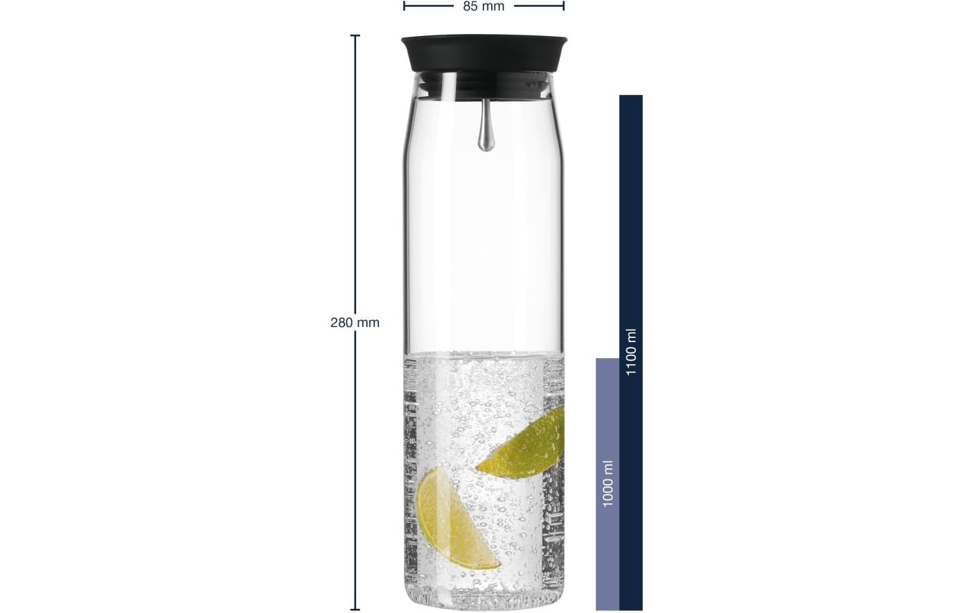 Karaffe Brioso 1 l, TransparentGlaskaraffe mit Silikondeckel