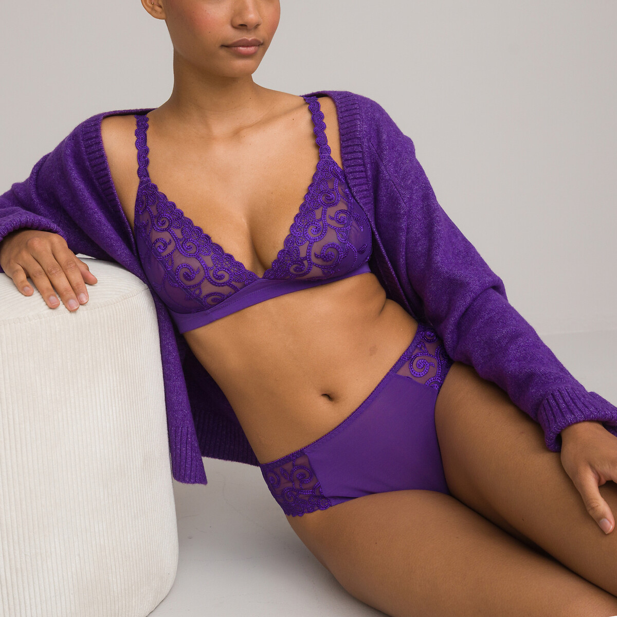 COLEÇÕES LA REDOUTE<br>Sutiã sem aro em tule bordado, Lyssa