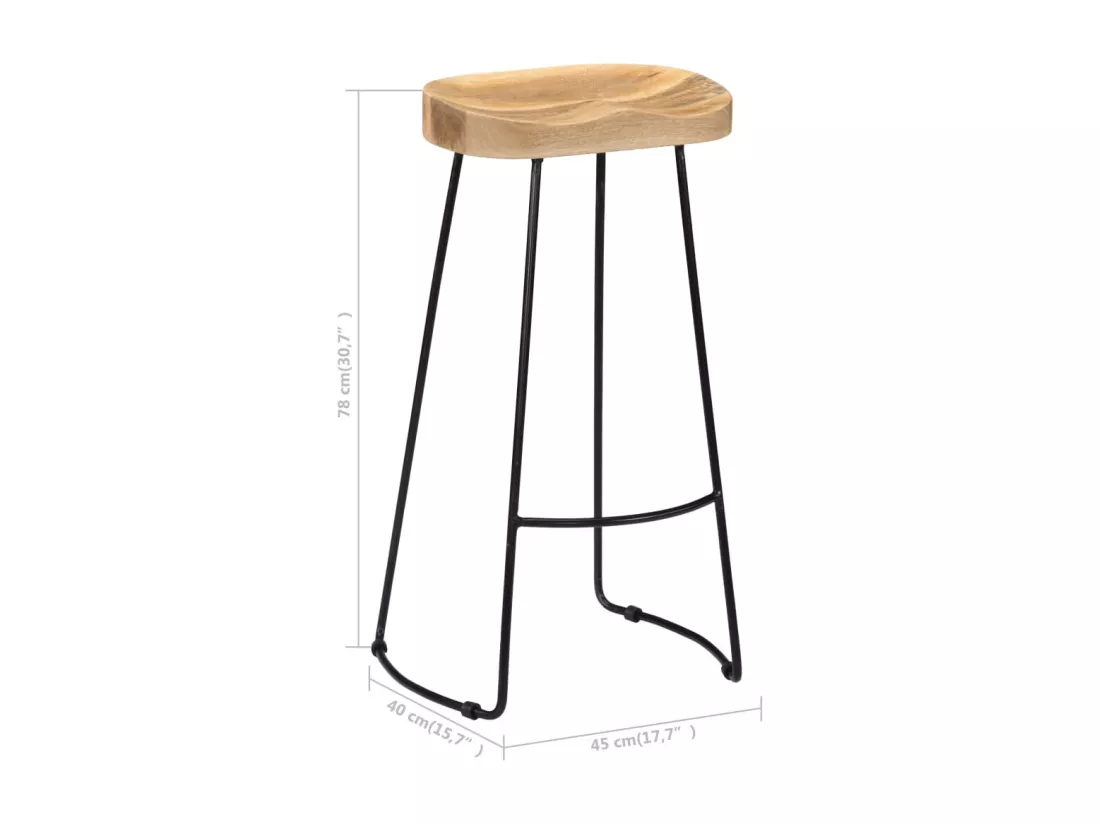 Tabourets de bar Gavin lot de 2 bois de manguier massif