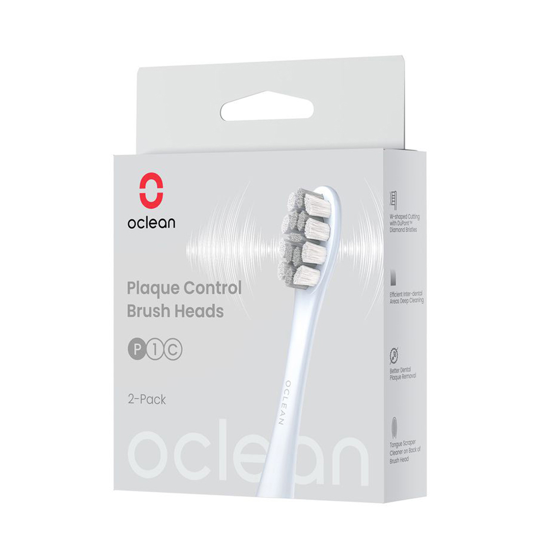 Oclean C04000215 Ersatzkopf Plaque Control P1C9 / X Pro digital silver 2er Pack