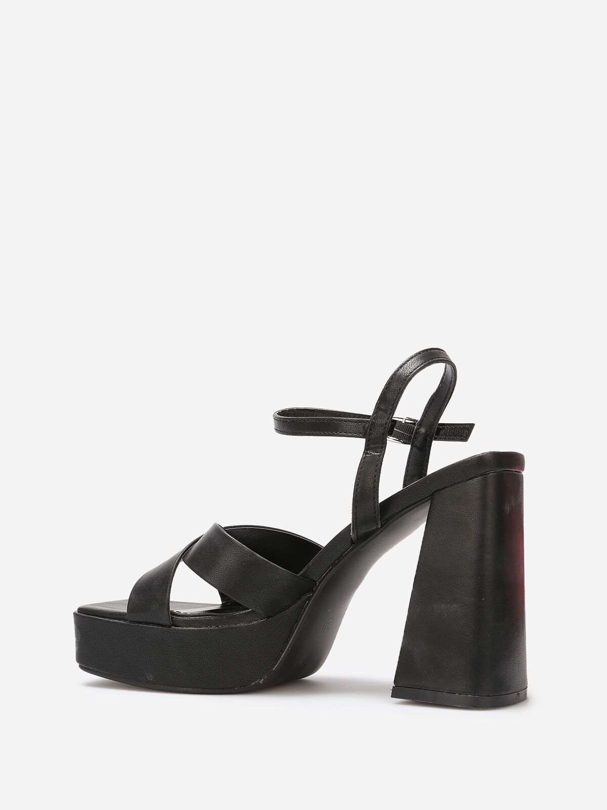 Sandales à plateforme avec brides croisées- Noir