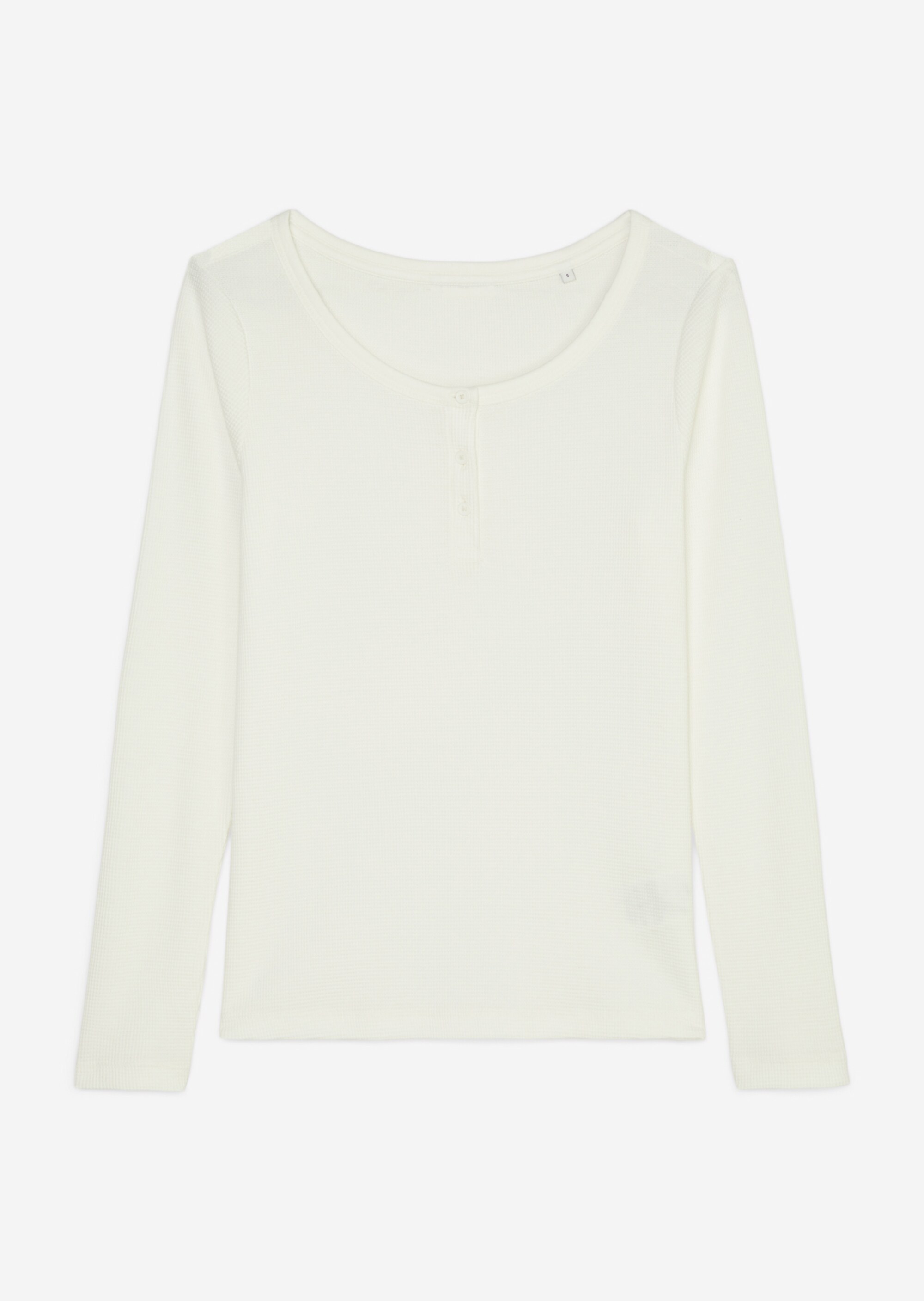 Serafino-Longsleeve regularaus Waffelpiqué-Jersey