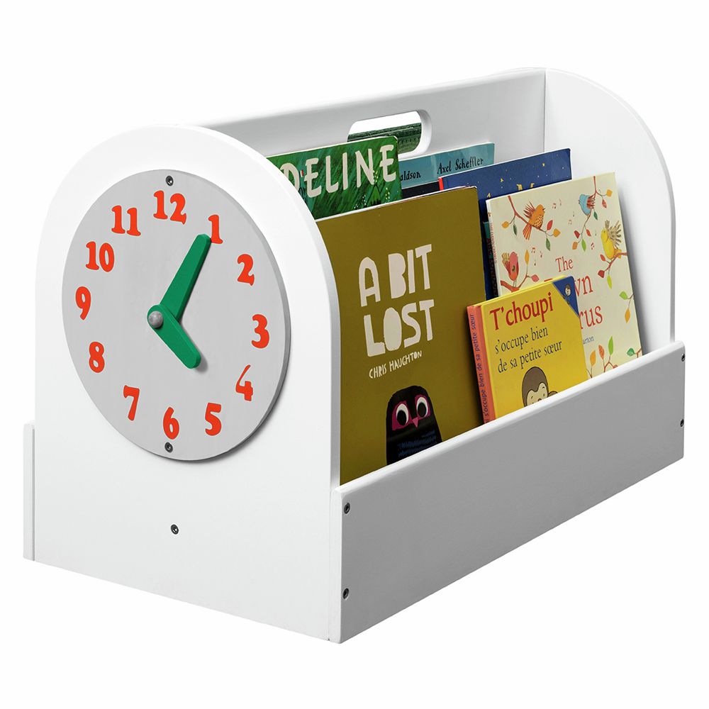 Tidy Books Bücherbox mit Spielzeuguhr, weiß