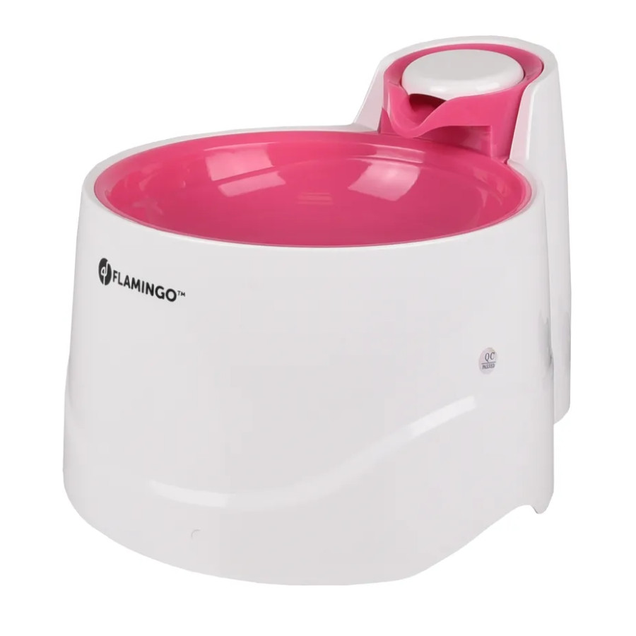 Fonte de água automática Flamingo Bellagio branca e rosa para cães e gatos
