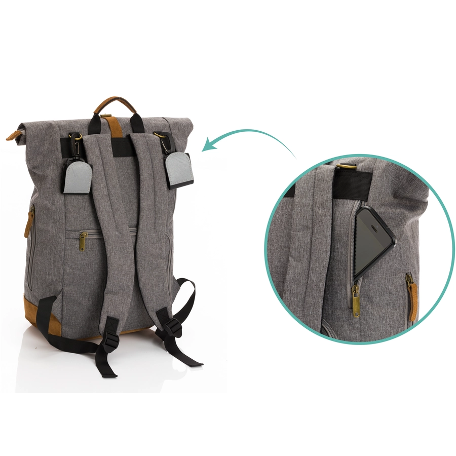 fillikid Wickelrucksack Rolltop Berlin Grau Melange