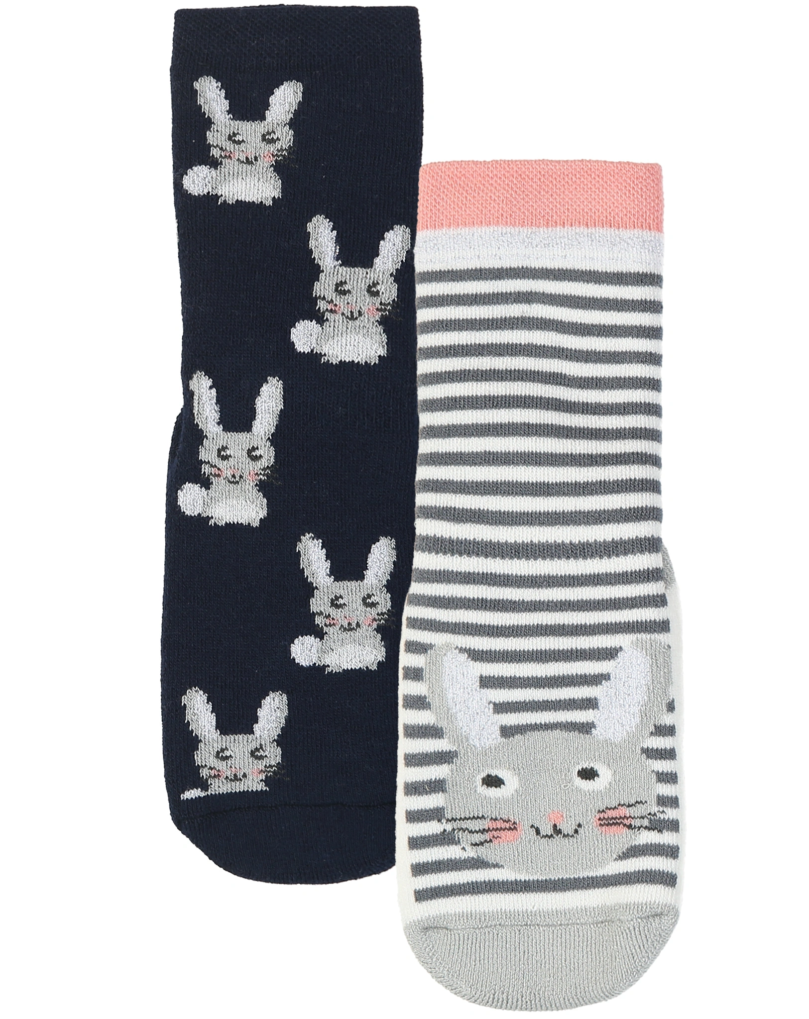 ABS-Socken HASE 2er-Pack in navy/rosa