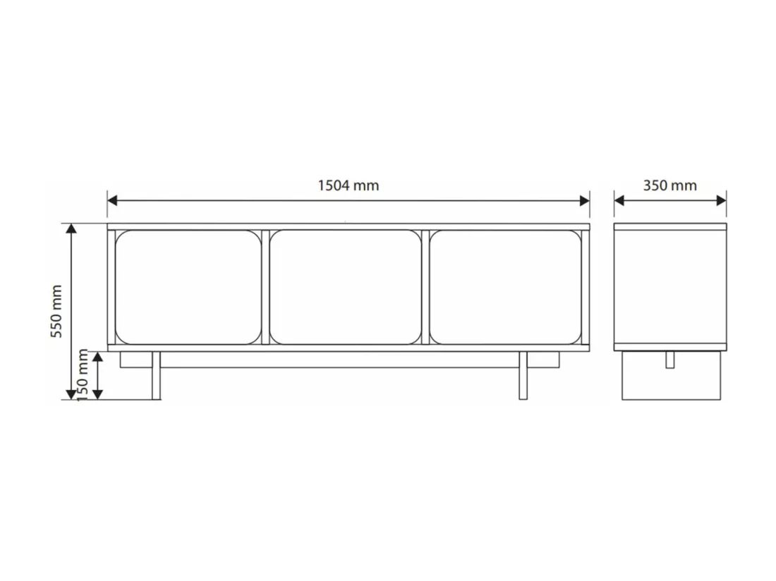 Meuble TV 3 portes - 150 cm - Grège - WUWU