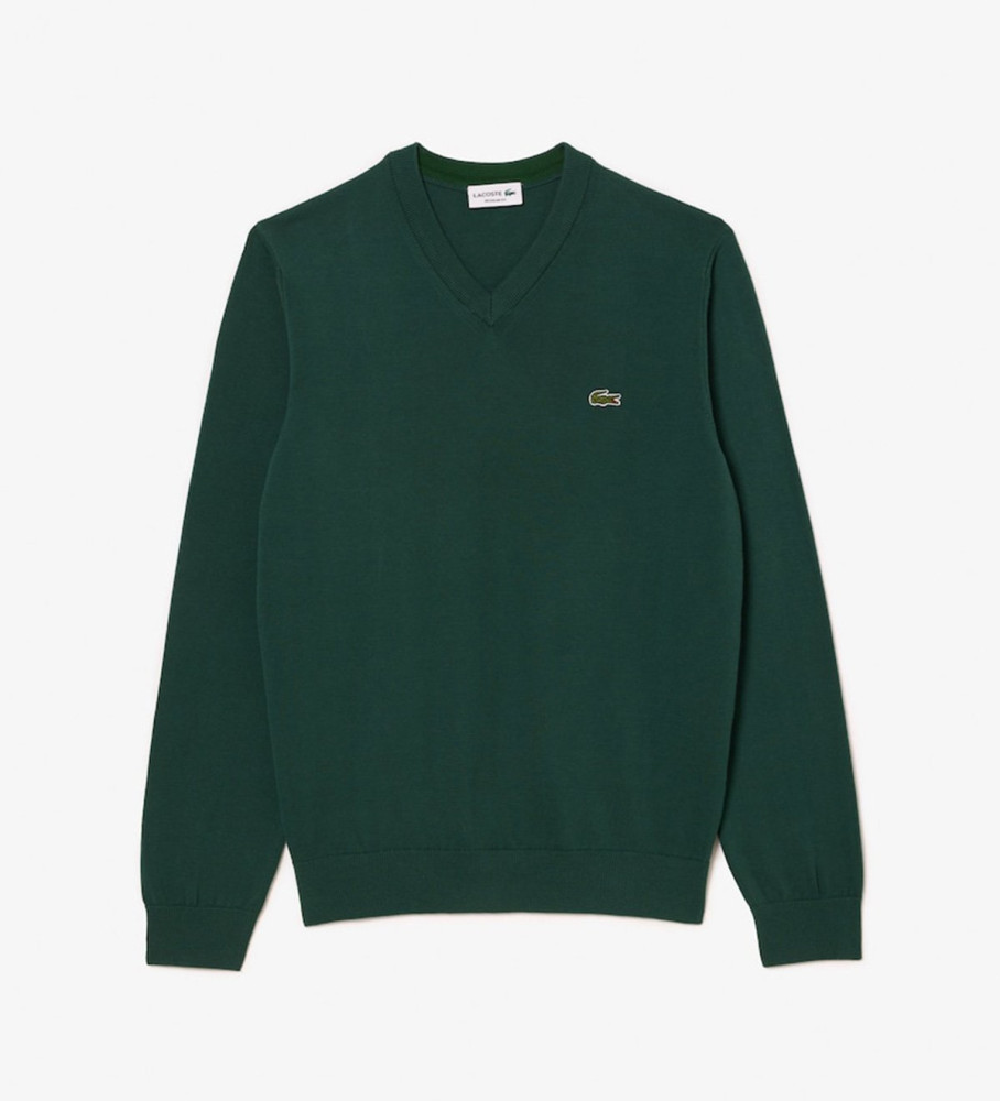 Suéter Lacoste com decote em V, verde