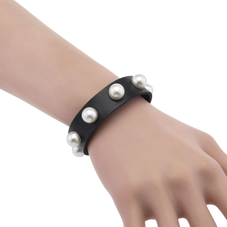 SURELIN - Armband van imitatieparel en imitatieleer