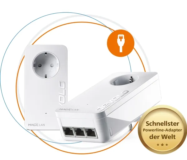 devolo Magic 2 LAN triple - Starter Kit - bro - - 1GbE, HomeGrid - kan sluttes til vægstik