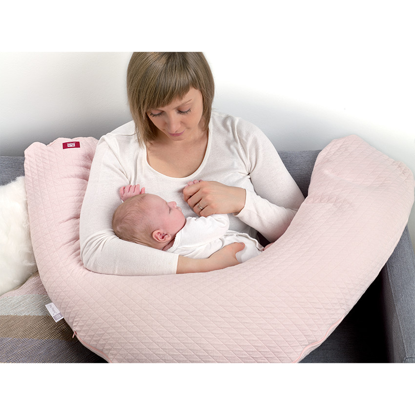 Coussin d'allaitement et de maternité Big Flopsy™ fleur de coton - Rose Poudré
