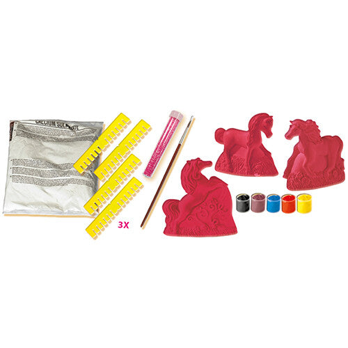 Ses creative gips- en verfpakket - glitter paarden - 3st