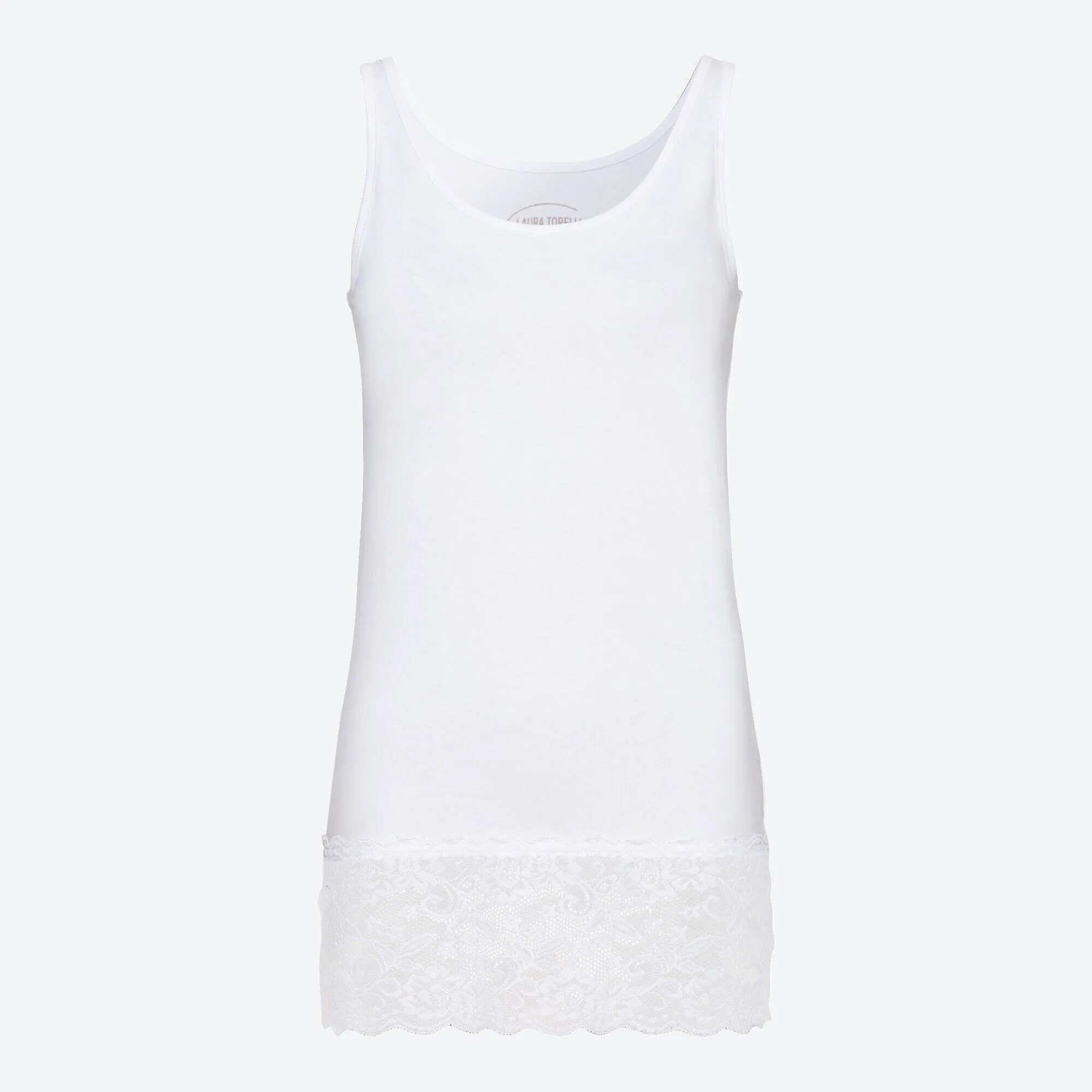 Damen-Longtop mit Spitze am Saum