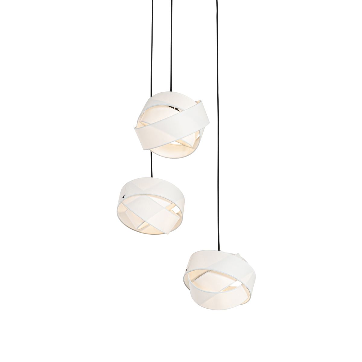 Moderne hanglamp zwart met wit 3-lichts - Cloth