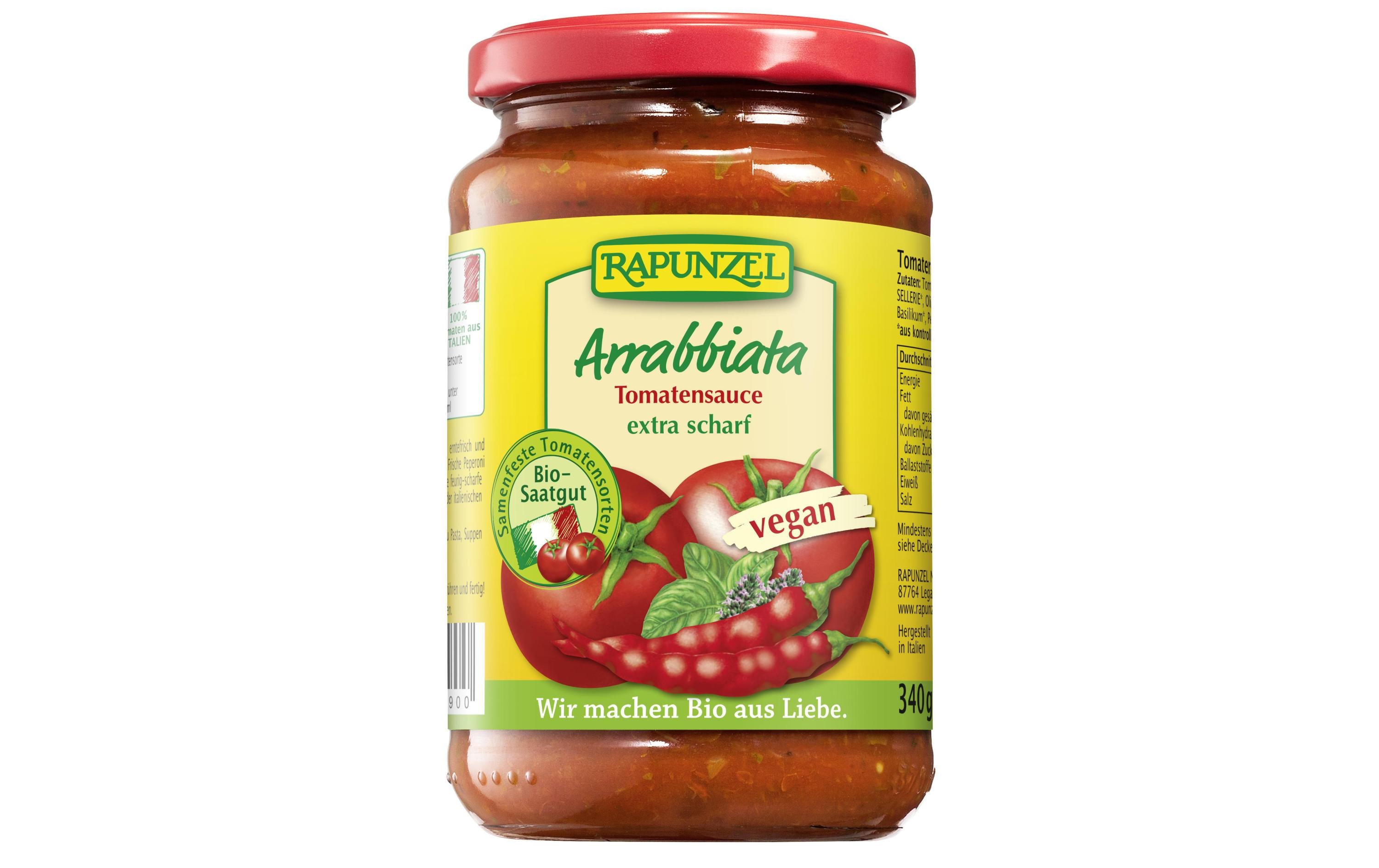 Bio Sauce Tomaten Arrabbiata 340 gWürzige Teigwarensauce mit feinen Kräutern und Gewürzen