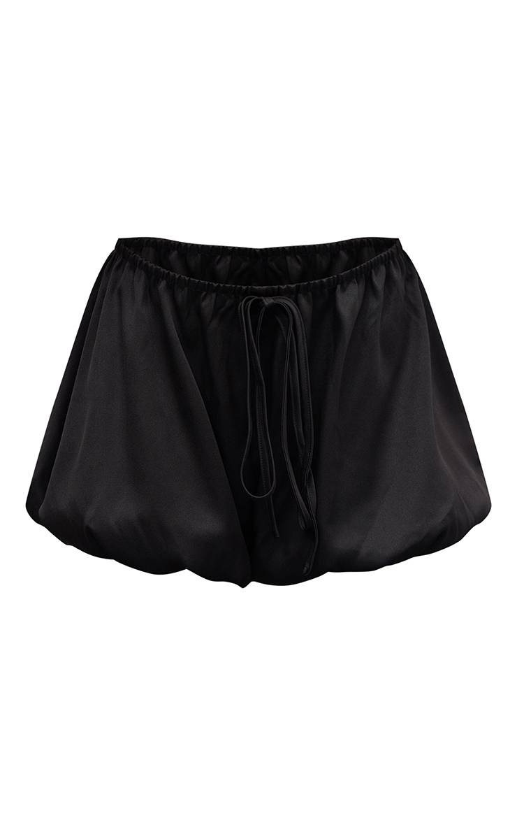 Noir Short Bouffant Tissé À Cordon De Serrage