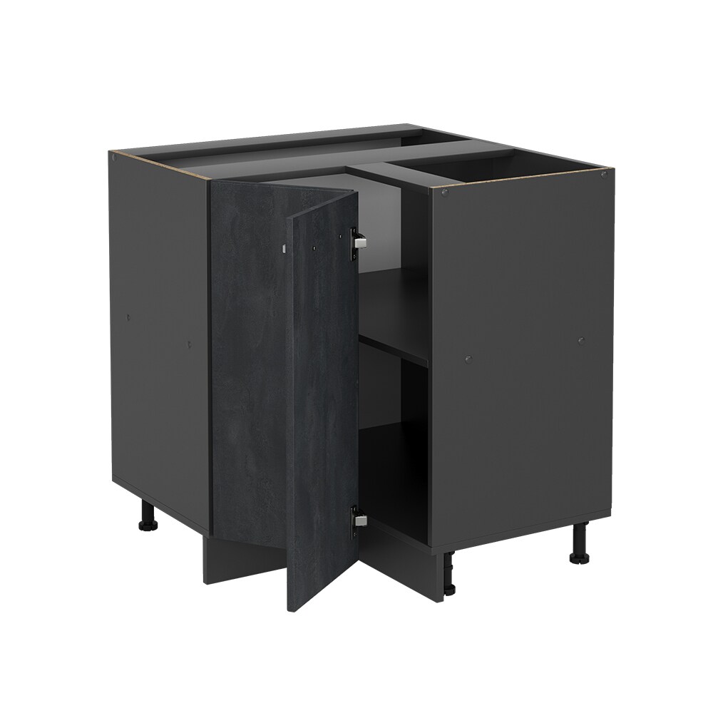 Vicco Eckunterschrank R-Line Schwarz Beton Anthrazit 87 cm mit Arbeitsplatte Anthrazit