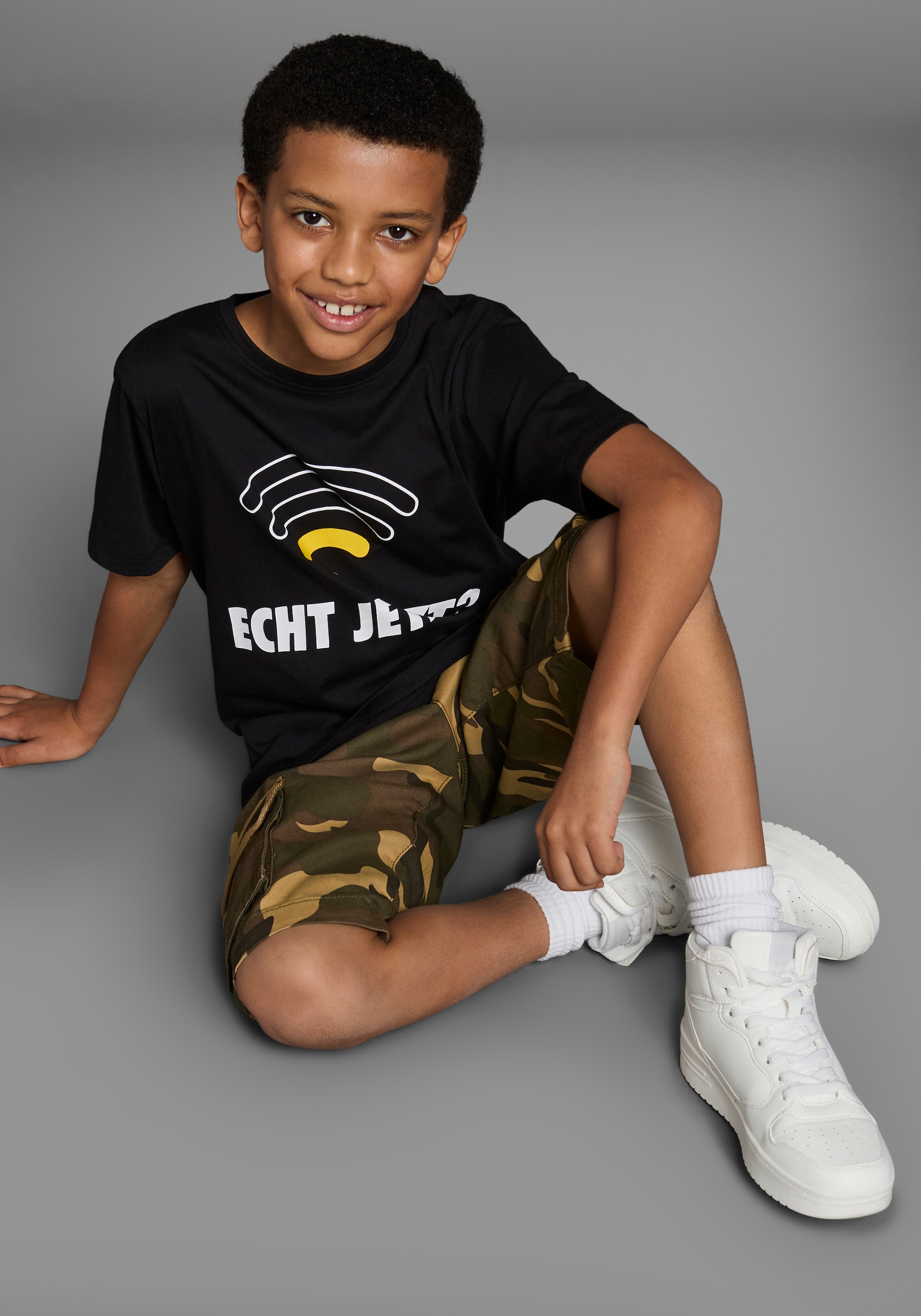 KIDSWORLD T-Shirt »ECHT JETZT?«, Kurzarm,  Basic-Passform,  bedruckt,  Rundhalsausschnitt