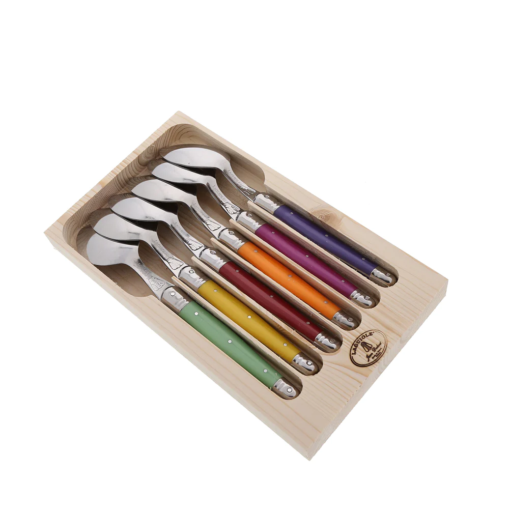 Coffret de 6 cuillères de table laguiole irise assorties Jean Dubost