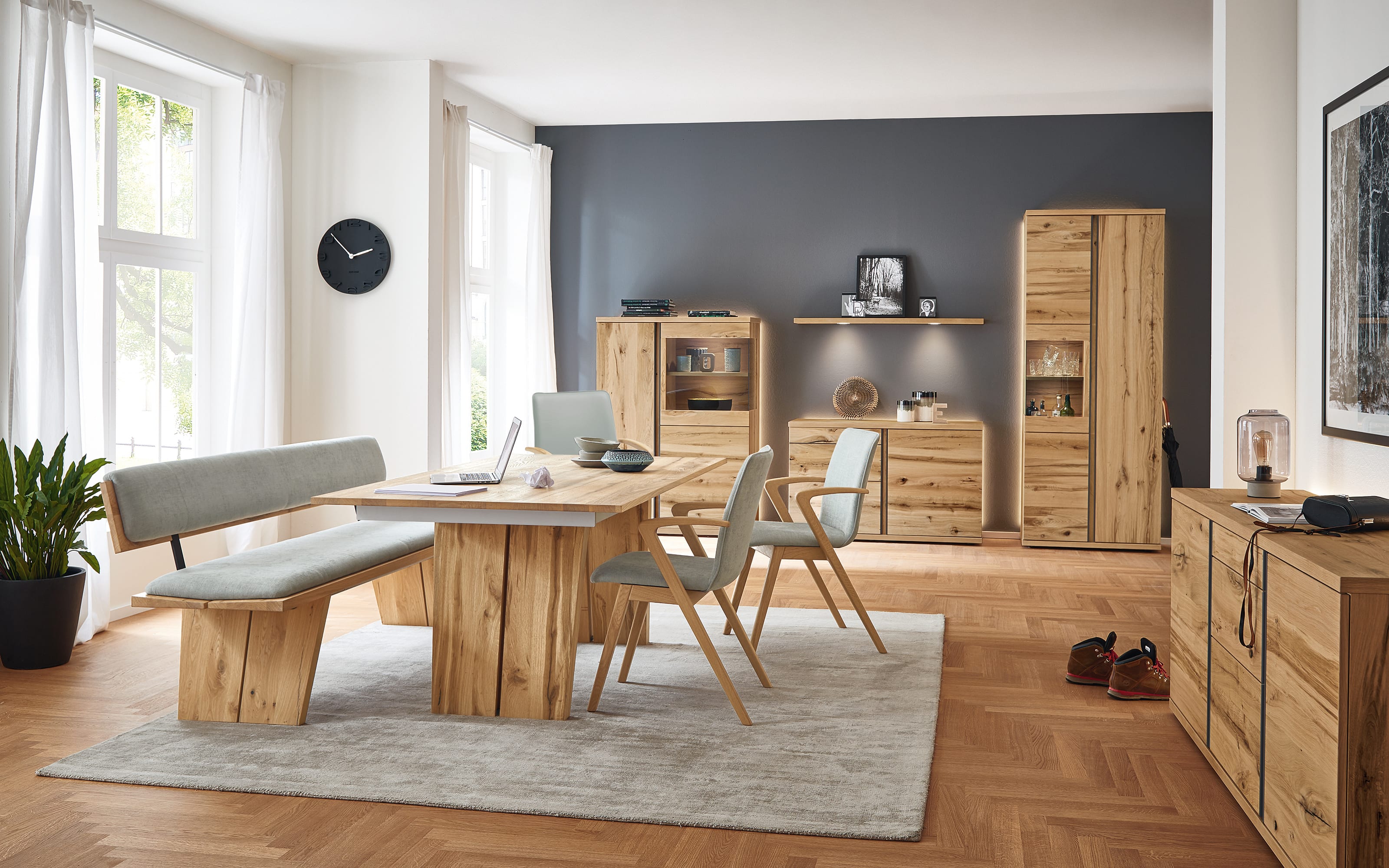 Essgruppe Kate/Impulse/ET179, hellblau/Eiche rustico hell