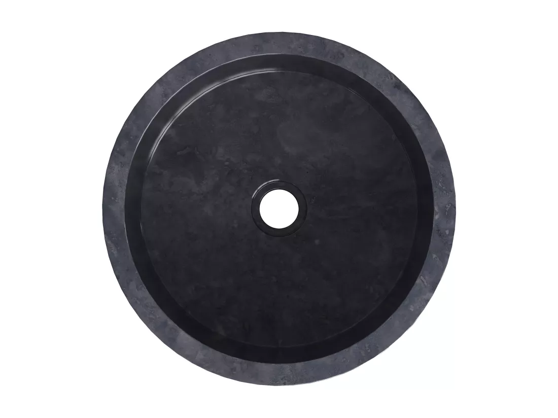 Vasque sur pied en marbre - Coloris noir - L40 x P40 x H90 cm - PULOA