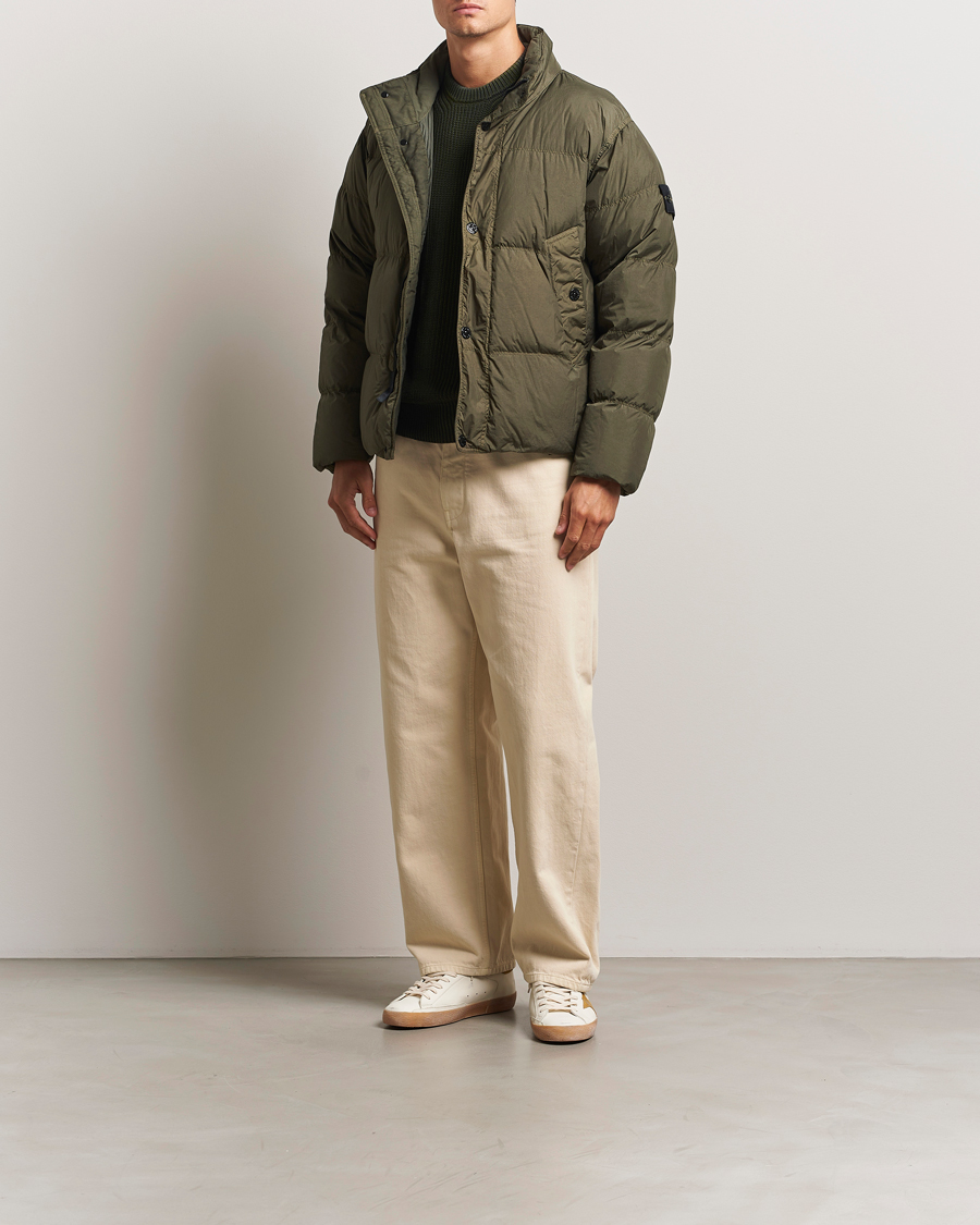 Stone Island Crinkle Reps Down Jacket Military Green