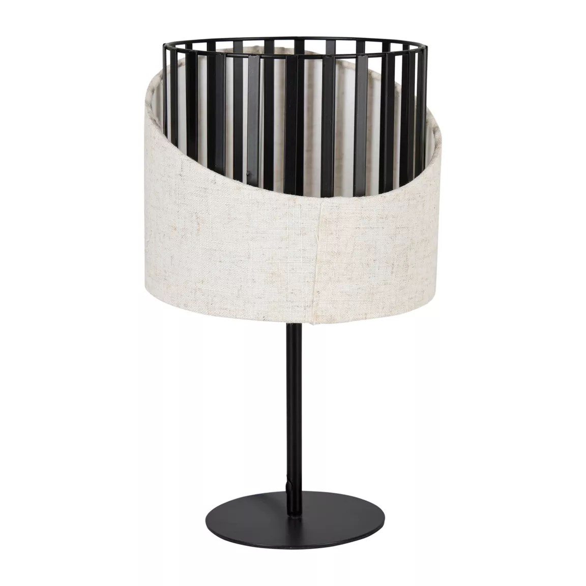 Lampe à poser en lin (H33 cm) Alma Noir et beige