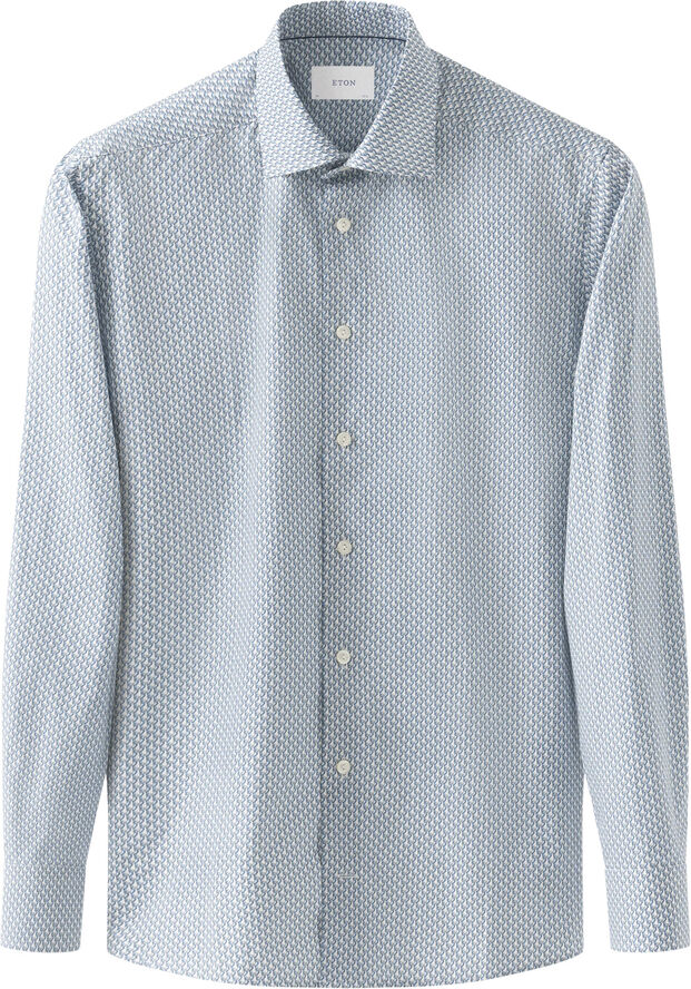 ETON Contemporary Fit Light blue Parrot Print Signature Twill Shirt Blå