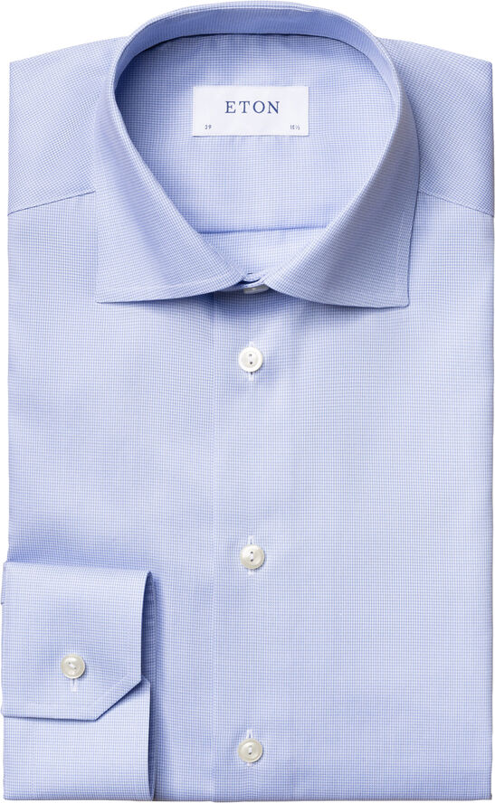 ETON Light Blue Hounds Tooth Shirt Lyseblå