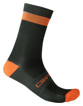Paire de Chaussettes Castelli Alpha 18 Kaki / Orange
