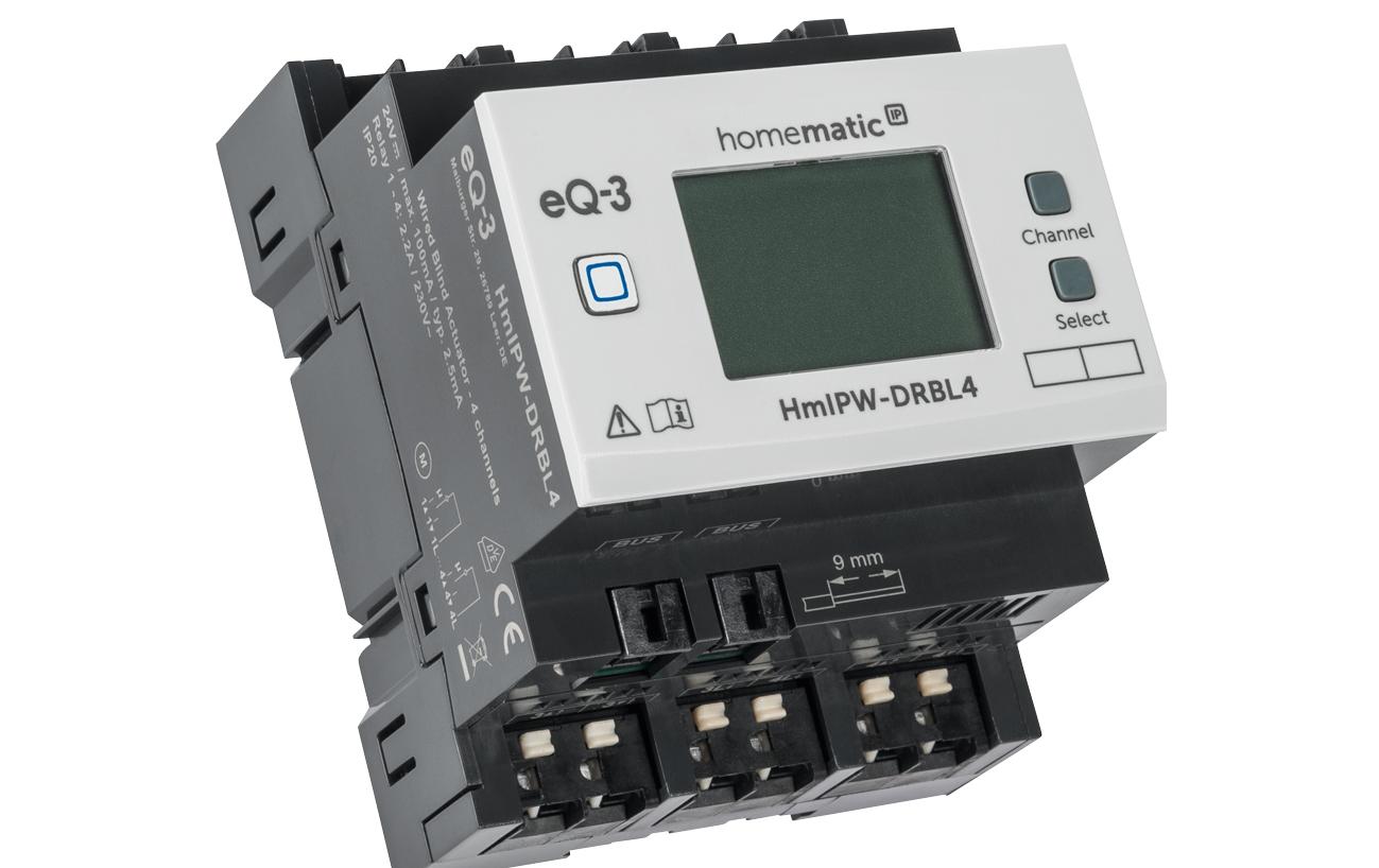 Smart Home Wired Jalousieaktor 4-fach<br>Flexible Steuerung angeschlossener Jalousien, Rollläden und Markisen über vier Kanäle – HmIPW-DRBL4
