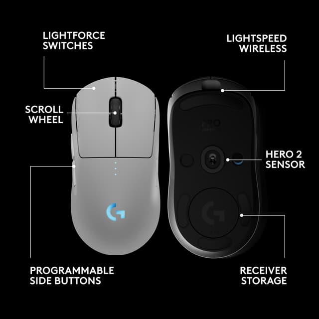 Logitech G PRO 2 LIGHTSPEED gaming-mus (hvid)