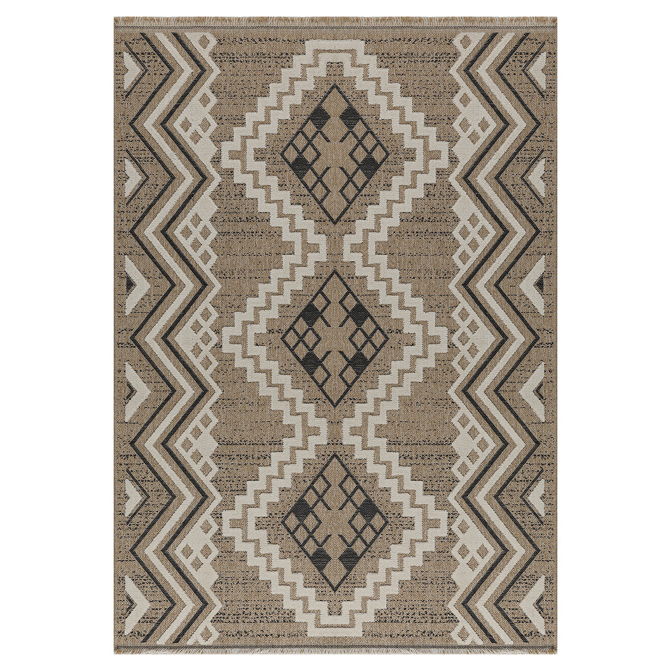 Nazar Rugs Tapis aspect jute TULUM 9054 intérieur & extérieur noir - 160x230 cm