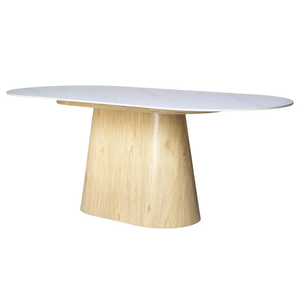 Eettafel Wit Keramiek/Naturel - 200x90x75cm - Madia