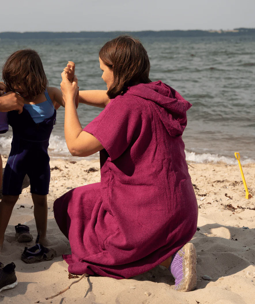 Watery badeponcho til voksne - Bomuld - Lilla