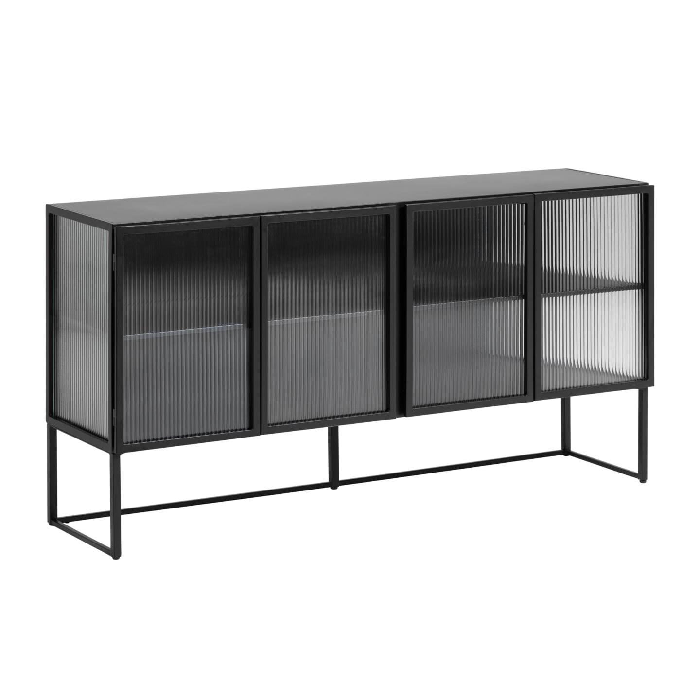 Kave Home Sideboard TRIXIE 160 x 80 cm Stahl schwarz Glas