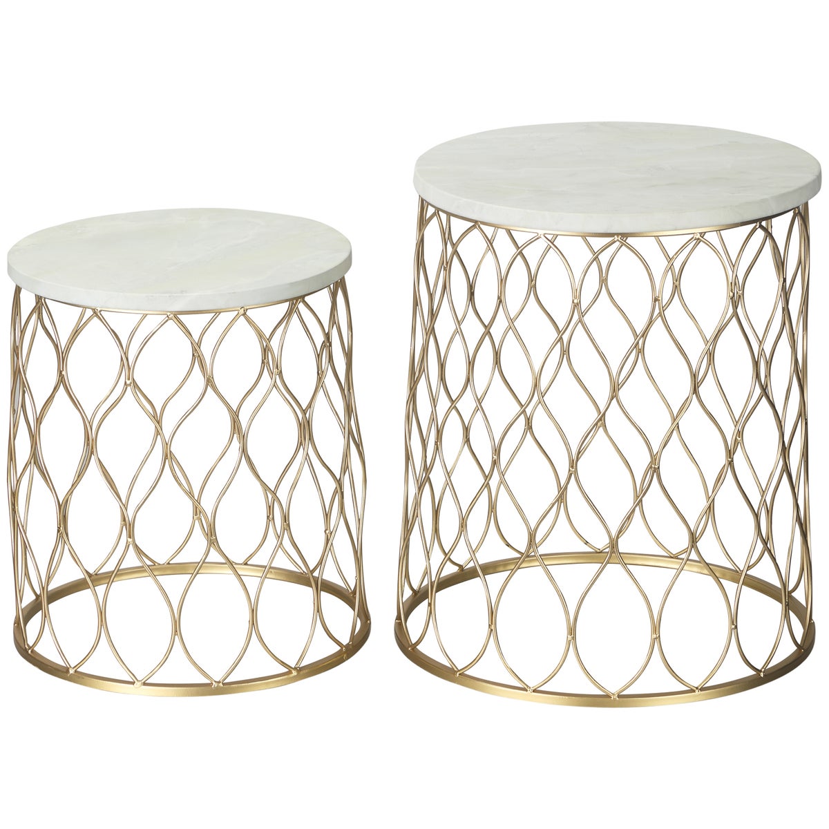 Outsunny bijzettafel, 41L x 41B x 46H cm, staal, goud