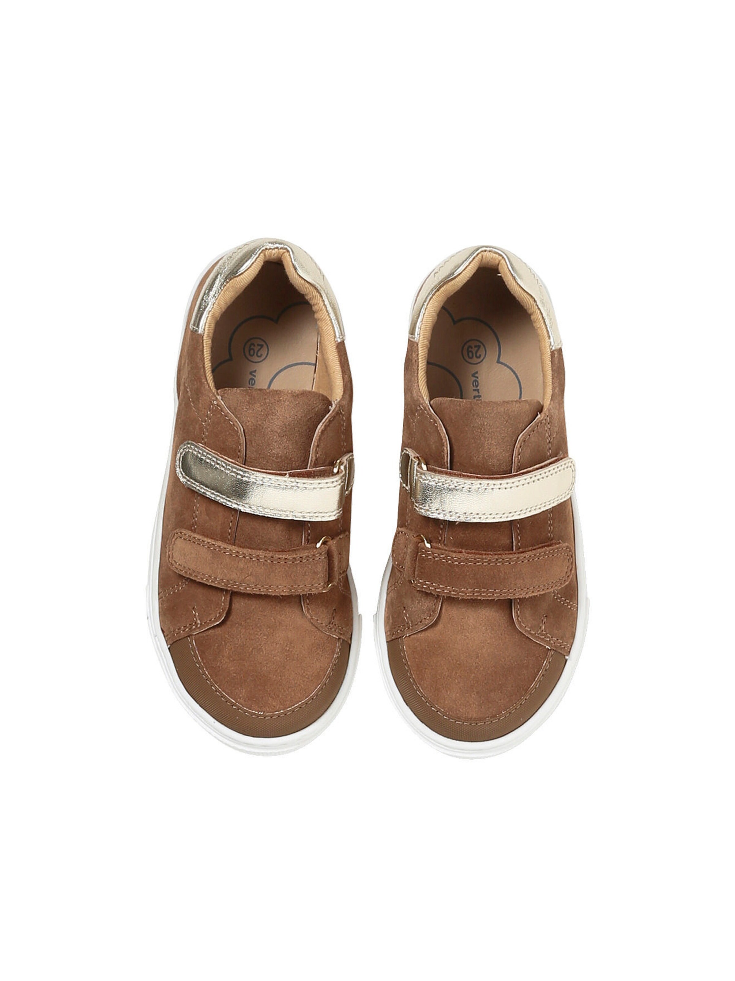Vertbaudet Mädchen Leder-Sneakers mit 2 Klettriemen braun