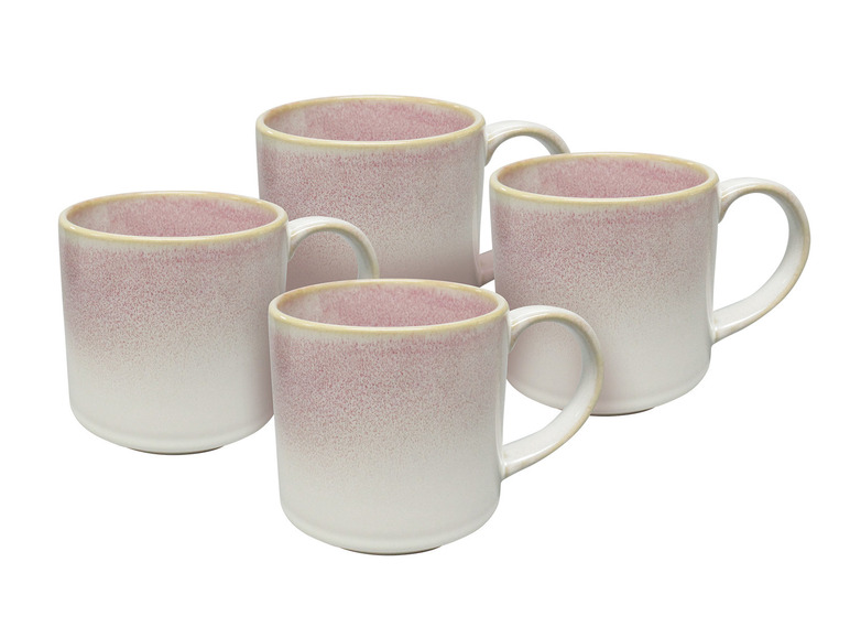 Koffiemok set van 4 42cl met kleurglazuur aardewerk