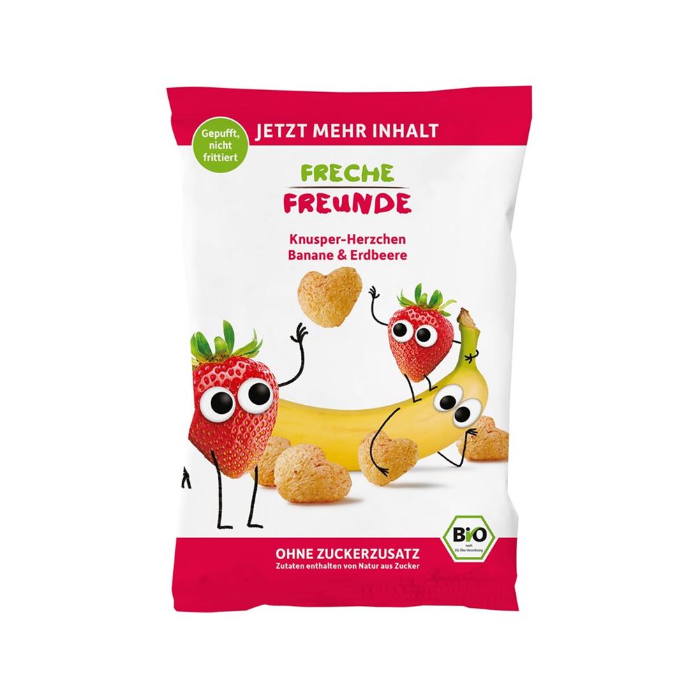 Freche Freunde Knusper-Herzchen<br>30 g, Beutel, Banane & Erdbeere