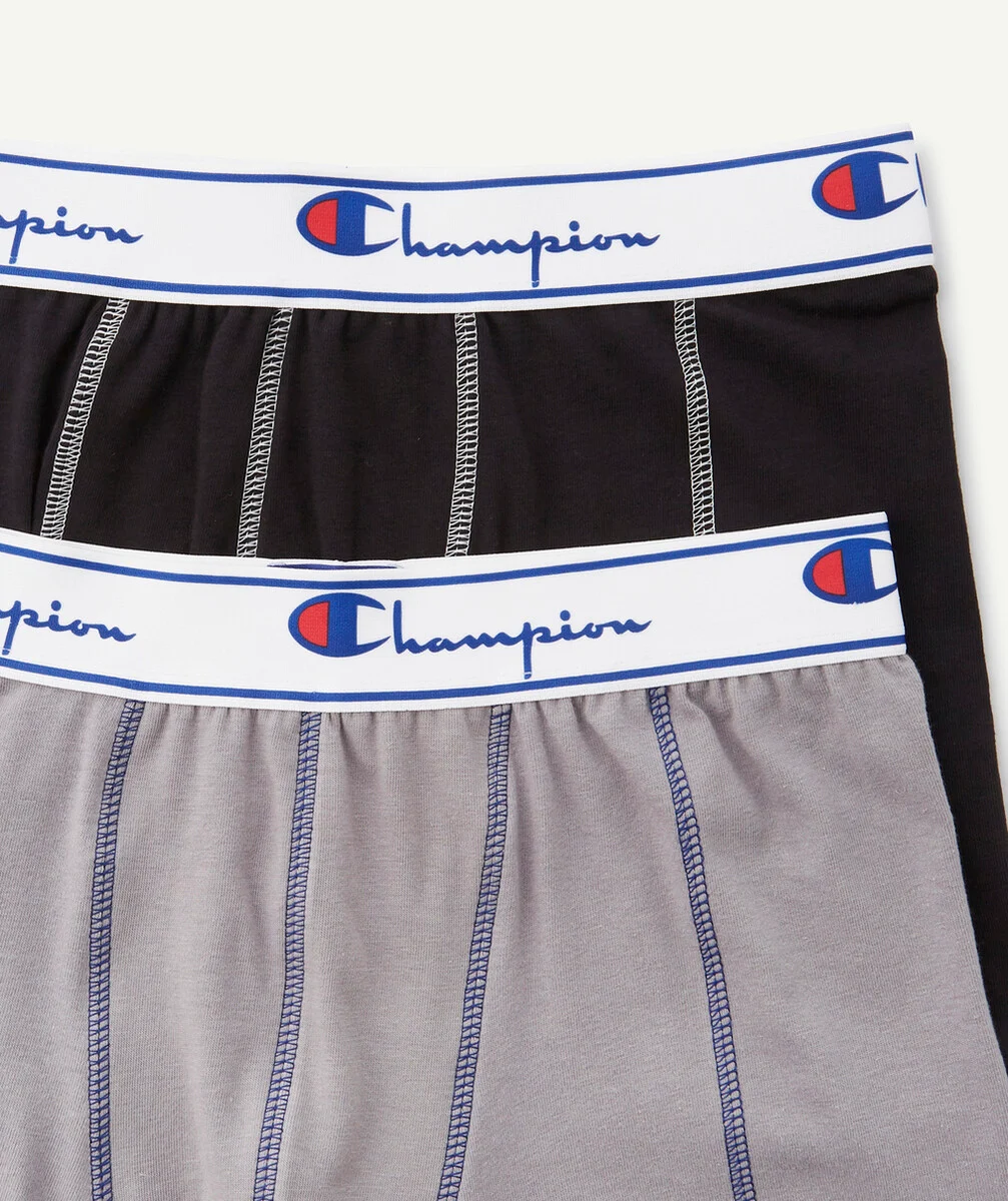 CHAMPIONLES 2 BOXERS GRIS ET NOIR