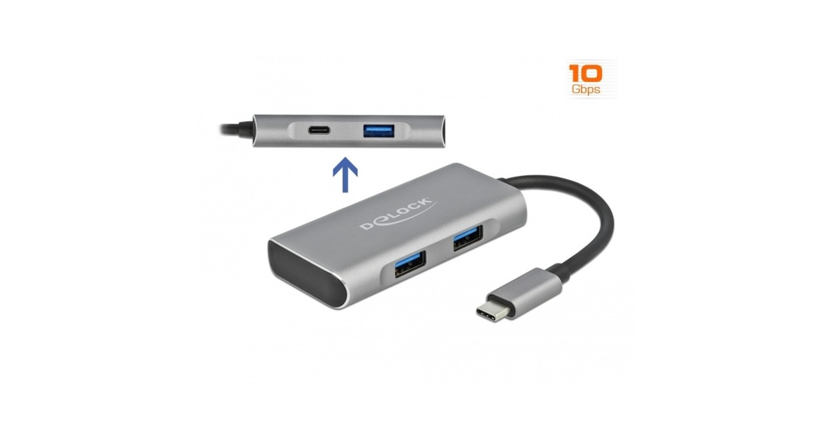 DeLOCKExternal USB 3.2 Gen 2 USB Type-C Hub usb-hub  (Grijs)